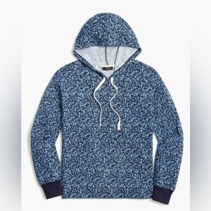 J. Crew Lightweight printed Floral Navy Blue cotton-blend terry hoodie
